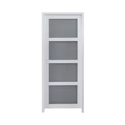 Castorama Bloc-porte Connemara 4 Carreaux Blanc H.204 X L.83 Cm, Poussant Droit