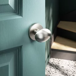 Castorama Bouton De Porte Double Ovale GoodHome Gris Ø. 65mm X L.45 X H. 66mm