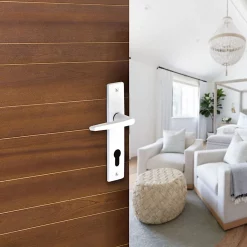 Castorama Ensemble Poignée Sur Plaque Cylindre Rectangulaire Colan Satin Blanc L.106mm X L.39.8mm Entraxe 165mm