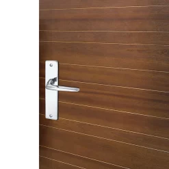 Castorama Ensemble Poignée Sur Plaque Rectangulaire Colan Effet Chromé Brillant Gris L.106mm X L.39.8mm Entraxe 165mm