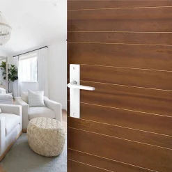 Castorama Ensemble Poignée Sur Plaque Rectangulaire Colan Satin Blanc L.106mm X L.39.8mm Entraxe 165mm