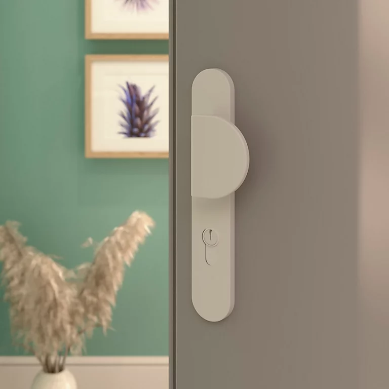 Castorama Ensemble Poignée Sur Plaque Rond GoodHome Govlin Blanc L.x L.40mm Entraxe 195mm 1 Castorama Ensemble Poignée Sur Plaque Rond GoodHome Govlin Blanc L.x L.40mm Entraxe 195mm