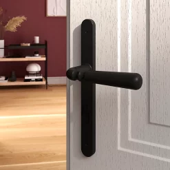 Castorama Ensemble Poignée Sur Plaque Rond GoodHome Kilhog Effet Nickel Noir L.130mm X L.24.5mm Entraxe 195mm