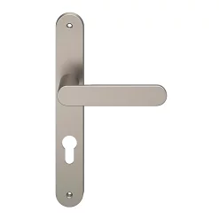 Castorama Ensemble Poignée Sur Plaque Rond GoodHome Minzh Effet Nickel Satin Gris L.120mm X L.33mm Entraxe 195mm