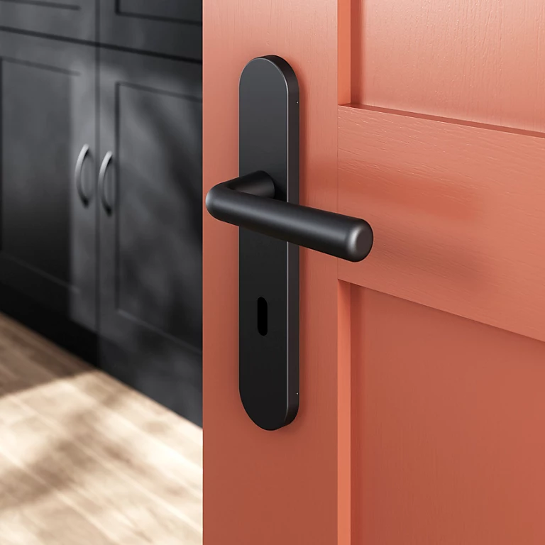 Castorama Ensemble Poignée Sur Plaque Rond Serrure GoodHome Dizel Effet Nickel Mat Noir L.121.5mm X L.42mm Entraxe 165-195mm 1 Castorama Ensemble Poignée Sur Plaque Rond Serrure GoodHome Dizel Effet Nickel Mat Noir L.121.5mm X L.42mm Entraxe 165-195mm