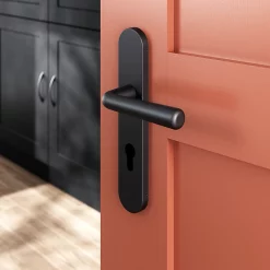 Castorama Ensemble Poignée Sur Plaque Rondcylindre GoodHome Dizel Effet Nickel Mat Noir L.121.5mm X L.42mm Entraxe 165-195mm