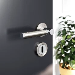 Castorama Ensemble Poignée Sur Rosace Rond à Visser GoodHome Brigg Effet Chrome Et Nickel Gris Ø50mm