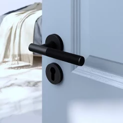 Castorama Ensemble Poignée Sur Rosace Rond à Visser GoodHome Irus Mat Noir Ø50mm