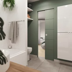 Castorama Porte Coulissante Alvéolaire Gravé Prépeinte H.204 X L.73 Cm