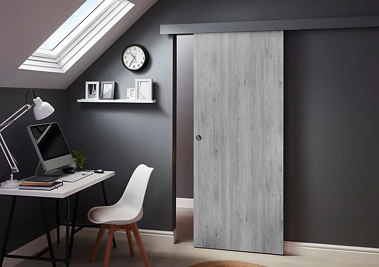 Castorama Porte Coulissante Exmoor Gris H.204 X L.83 Cm + Système Coulissant Oléni 1 Castorama Porte Coulissante Exmoor Gris H.204 X L.83 Cm + Système Coulissant Oléni