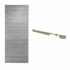 Castorama Porte Coulissante Geom Summa Gris Clair 83 Cm + Système Coulissant Oleni