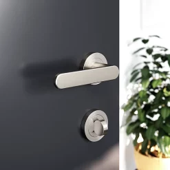 Castorama Rosace De Fonction Rond à Visser à Condamnation GoodHome Duod Minimal Effet Nickel Satin Gris Ø50mm