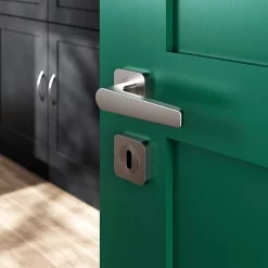 Castorama Rosace De Fonction Rond à Visser à Serrure GoodHome Duod Effet Nickel Satin Gris Ø52.5mm